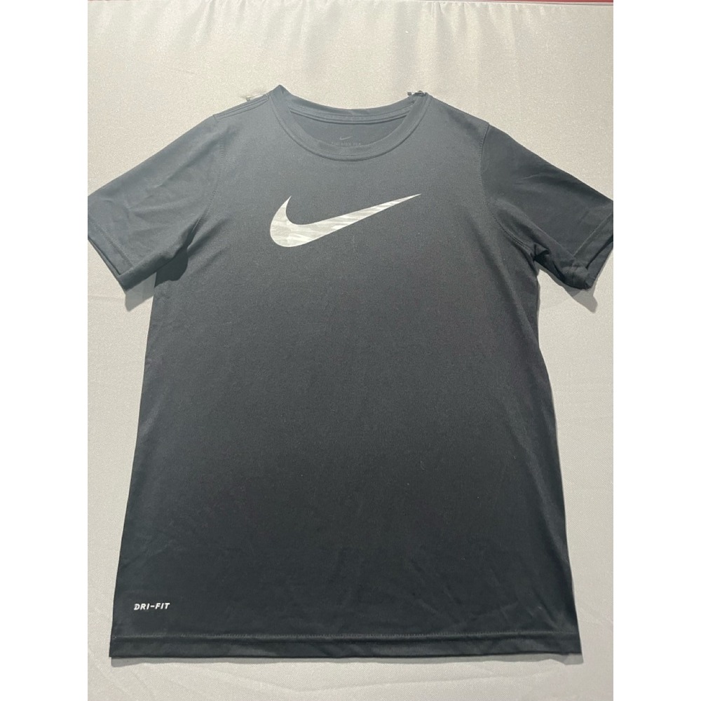 Nike Boys Dri-FIT Black Camo Swoosh Logo Athletic T-Shirt Size L Large - 0105